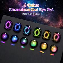 Beetles 6 Colors Chameleon Cat Eye Gel Nail Polish Set, Rainbow Cosmos Double-Light Magnetic Effect With 2 Magnets & Star Stickers, Soak Off UV Nail Art For Home Manicure & Gifts For Women - 6 Colors Chameleon Cat Eye - 查看 2