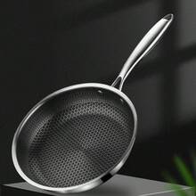 Stainless Steel Frying Pan, 24/30cm, Non-Stick, Compatible With Induction, Electric & Gas Hobs, Lightweight Daily Cooking Pan, Modern Kitchen Cookware - View 5