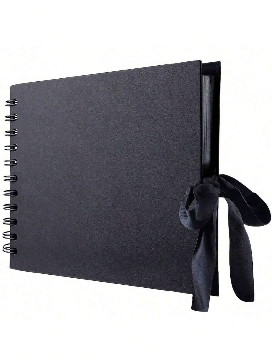 Black Anniversary Photo Album, Travel Journal, Meaningful Notebook, Suitable For Wedding Guest Book And Anniversary Kraft Paper Photo Album, Family Photo Album - Suitable For Handmade Paper, Christmas Gift - Multicolor - View 1