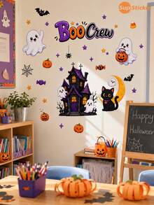 SUPSTICKER 1PC Cute Ghost Halloween Wall & Window Sticker, Self-Adhesive Removable PVC Decal For Home Party Decor, 3 Styles - Multicolor - View 7