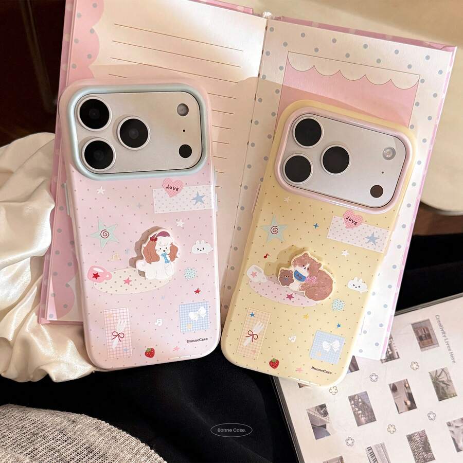 GUCADI Korean Cute Adorable 17 Pro Phone Case, 3D Cartoon Soft Shell Compatible With 16, Also Compatible With 14, 13, 15, Cute, Girly, Geometric Pattern, Cartoon Style, Fresh Minimalist, Niche, Soft Girl, Ins Style