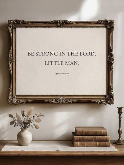 1 pieza Arte de pared con versículo bíblico cristiano en beige, Impresión de Efesios 6:10, Impresión de afirmación cristiana, Decoración de dormitorio, Decoración de sala de estar, Decoración de dormitorio universitario, Artes de pared, Decoración de pared, Decoración del hogar, Decoración de habitación, Arte de pared en lienzo, Pósteres, Arte de pared con marco, Marco opcional