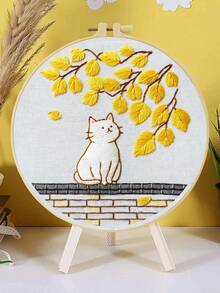 1件 20*20cm/7.9*7.9in 可愛貓咪刺繡套件,DIY手工刺繡套裝,適合成人初學者,居家禮物,女性縫紉禮物,包含使用說明書、印花布料、刺繡框、針與線 - Cute Cat - 查看 15