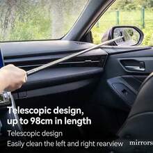 1pc Multi-Color Multi-Function Car Rearview Mirror Glass Cleaner, With Defogging And Scraping Functions - Black - View 12