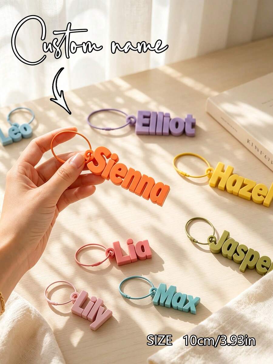 Móc khóa tên in 3D tùy chỉnh cá nhân hóa, bảng tên chữ nổi 3D, dùng cho túi xách, ba lô, quà tặng sinh nhật, thẻ định danh ba lô, in chữ cái viết tắt