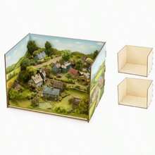 Blank Unfinished Wooden Model Display Box, Christmas Gift Box, Large Size Design, Suitable For Handicrafts, Miniature Models, Dollhouse, Tropical Rainforest Scene (4-Sided Display) DIY - 1PC - View 1