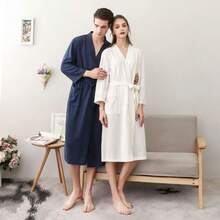 2026 New European & American Style Couple Robes, Spring/Summer Pure Cotton Absorbent Quick-Dry Women's Couple Robes - Multicolor - View 3