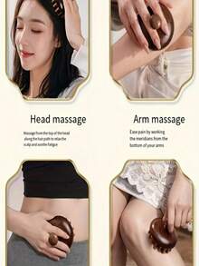 1pc/2pcs Multi-Function Wooden Therapy Massage Comb, Scalp Head Massager, Natural Sandalwood Round Tooth Gua Sha Body Massager - View 8