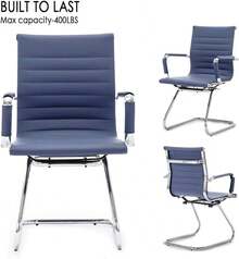 WAHSON OFFICE CHAIRS 4PCS PU Leather Office Chair Metal Frame Conference Chair For Meeting Room/Reception Area - 藍色四把 - 查看 6