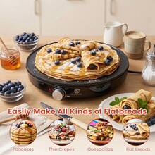 SUPERLEX Multifunctional Crepe Maker, Multi-Purpose Pancake Machine And Household Frying Pan. Featuring A Non-Stick Coating And A Scraper. Adjustable Temperature Control For Cooking Beef Steaks, Fried Eggs And Bacon. Ideal For Kitchen Breakfast Preparation. - UK Plug(220-240V) - View 2