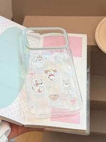 INS Blue Striped Puppy Phone Case Compatible With IPhone 17 Pro Max, Apple 16, 13, 14, 15, 17, Fresh Cartoon Soft Cover, Fashionable Highly Attractive Anti-Drop Protective Case - Multicolor - View 1