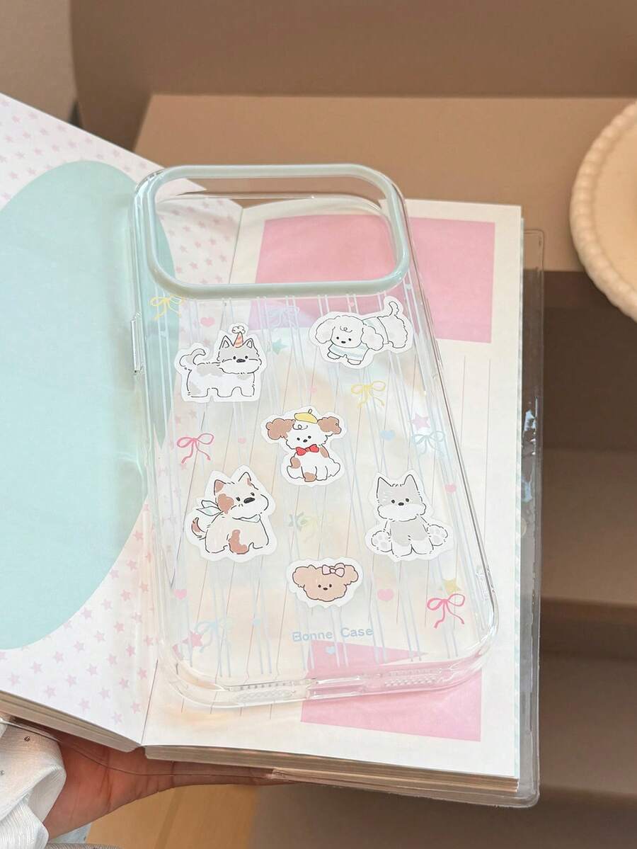 INS Blue Striped Puppy Phone Case Compatible With IPhone 17 Pro Max, Apple 16, 13, 14, 15, 17, Fresh Cartoon Soft Cover, Fashionable Highly Attractive Anti-Drop Protective Case - Multicolor - View 1