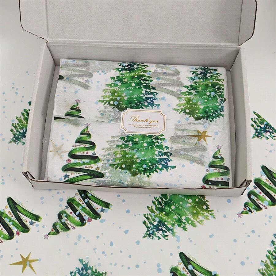 10/30/60 Sheets Colorful Christmas Tree Pattern Wrapping Paper, Can Be Used With Stickers, 50*35cm Gift Wrapping Paper, Suitable For Wedding, Christmas Gift, Birthday Gift Wrapping, Bouquet Filling, Party Gift