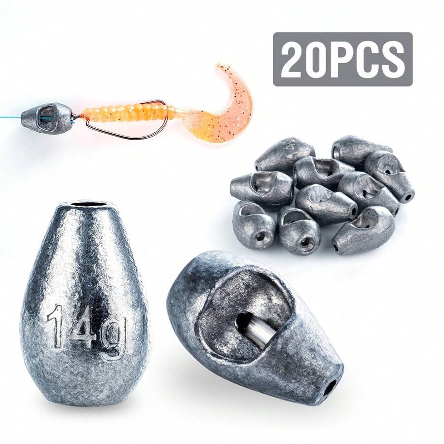 20Pcs Boxed Slip Bullet Sinkers 5 Weights Mixed Snag Resistant Line For Texas Carolina Rig Bass Soft Plastic Lure Tackle
