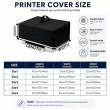 Printer Cover- 5 Sizes Available, 2 Colours(Black/Grey), Heavyweight 300D Oxford Fabric, Drawstring Closure At The Bottom, With A Top Handle, Suitable For Printer, Printers For Home Use, Hp Printer, Dtf Printer(Only The Protective Cover) - Black - View 2