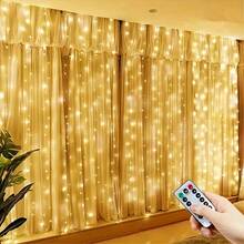 LED Garland Curtain Lights, 8 Modes, USB Powered, With Remote Control, Fairy String Lights, Perfect For Wedding, Christmas And Holiday Home Decor - Yellow - View 8