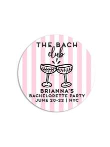 Personalized Custom Text Party Stickers, Circular Champagne Glass Labels, Beach-Themed Bridal Party Decorations, Custom Bach Party Small Gift Stickers. - Multicolor - View 10