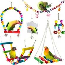 Bird Toy Swing Ladder Mirror Climbing Chewing Acrylic Chain For Small And Medium Parrots - 1pc Training Hoop - View 1