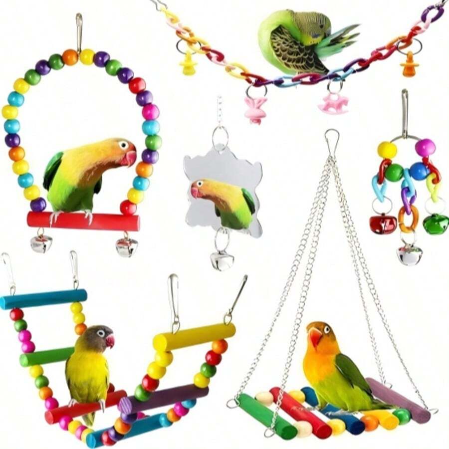 Bird Toy Swing Ladder Mirror Climbing Chewing Acrylic Chain For Small And Medium Parrots - 1pc Training Hoop - View 1