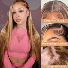 13*4 HD Transparent Lace Front Wig, Straight Human Hair, P4/27 Honey Blonde Highlights, 200% Density, With Natural Hairline And Delicate Baby Hairs – Premium Everyday Styling For Women. - S4/27 - View 4