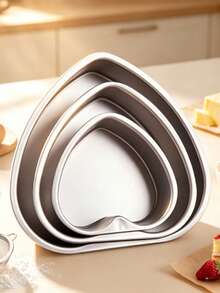 Heart Shaped Cake Pan With Removable Bottom, Nonstick Aluminum Cheesecake Mold, Mother's Day Birthday Wedding Bakeware - Silver - View 2