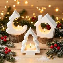 SILIKE LUFEI Set 3 buah Cetakan Silikon Tempat Lilin Rumah Pohon Natal, Cocok untuk Resin, Plaster, Lilin, Produk Aromaterapi, Cetakan Silikon untuk Pajangan Dekorasi Rumah - cetakan silikon - View 4