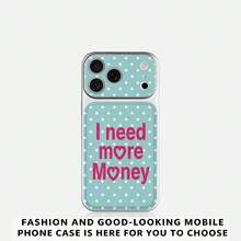 1pc Green Polka Dot Letter 3D Puffy Lychee Texture Pattern Classic Anti-Drop 2-In-1 Spray Painted Hard Shell Phone Case With Lens Protection For Apple 17Pro/17/Air/17Promax/11/12/13/14/12 Pro Max/16 Pro/15 Series, S26U Series, Holiday Gift - Multicolor - View 1