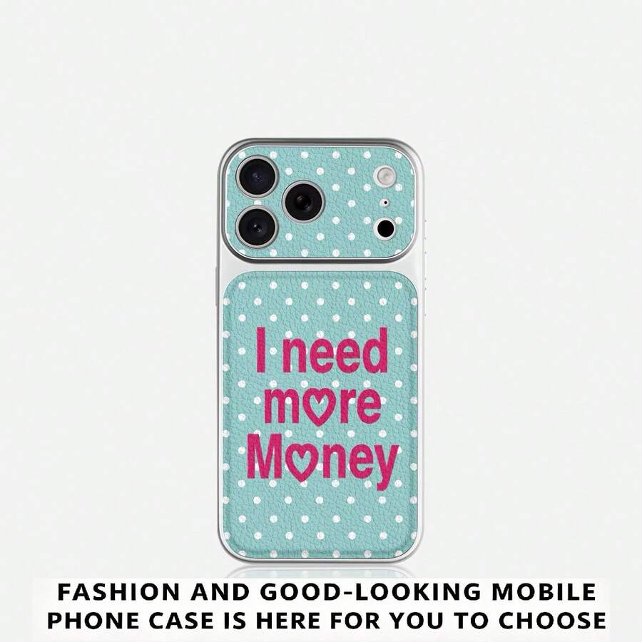 1pc Green Polka Dot Letter 3D Puffy Lychee Texture Pattern Classic Anti-Drop 2-In-1 Spray Painted Hard Shell Phone Case With Lens Protection For Apple 17Pro/17/Air/17Promax/11/12/13/14/12 Pro Max/16 Pro/15 Series, S26U Series, Holiday Gift - Multicolor - View 1