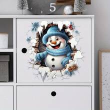 1pc Christmas Tree & Snowman Wall Decal Sticker, Self-Adhesive Removable PVC Material, Suitable For Living Room, Bedroom, Study Glass, Home Decor, Christmas Decoration - A - View 5