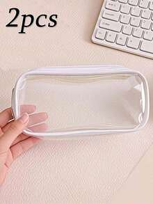 Bộ 2 hộp bút trong suốt mùa hè, hộp bút trong suốt có khóa kéo PVC chống nước, túi đựng đồ trang điểm, hoàn hảo cho mùa hè, tựu trường, Ngày Nhà giáo, tốt nghiệp, sinh nhật, hành lang - Nhiều màu - Xem 5