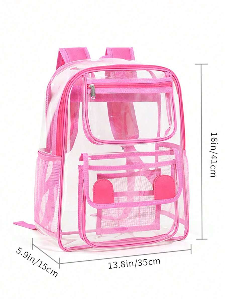 Mochila Transparente de PVC Portátil, Bolsa Impermeable de Gran Capacidad conúltiples Compartimentos, Casual y Deportiva, Apta para Conciertos, Festivales deúsica, Deportes, Playa, Picnic y Actividades al Aire Libre, Unisex