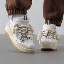 Skechers Sepatu kasual olahraga wanita model retro, terbuat dari kulit dan jala, dengan sol tebal anti selip dan tali sepatu tebal dua lapis. - Putih - View 10