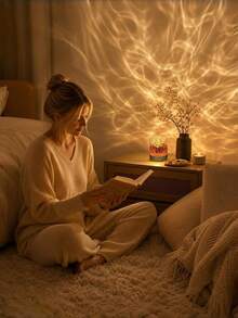 1pc Round Projection Light, Night Light, LED Light With Rotating Water Wave Dynamic Effect, USB Powered, 7 Colors And 16 Colors Optional, 16 Colors With Remote Control, Suitable For Room, Living Room, Bedroom Decoration, Room Decor - Multicolor - View 9