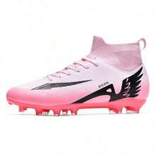 Men's Soccer Shoes New FG/TF Wear-Resistant Breathable PU Leather Artificial Turf Training & Match Football Shoes - Pink - View 8