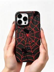 Fashionable Personalized Halloween Cool Spider Web Hollow Shockproof Phone Case, Compatible With Apple 18/18Pro/18ProMax/17/17Pro/17ProMax/16/16Pro/16ProMax/15/15Pro/15ProMax/14/13/12/11 And Other Models, Creative Protective Cover - Black - View 4