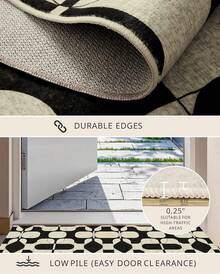 Latte&Fog Alfombras de 153 x 215 cm para Sala de Estar y Dormitorio,Moderna Abstracta Lavable, de Pelo bajo Antideslizante Estilo Boho para Sala de Estar, Oficina, Dormitorio(Negro 5x7ft) - Albaricoque - Ver 6