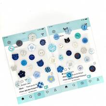 16/28/36/48/56/68/76/88/96/108入藍色鈕扣綜合包，創意DIY裝飾配件，壓紋紋理，花朵/星星/月亮趣味造型，豐富質感，易於使用，適用於衣物改造、賀卡裝飾、珠寶手工製作等（隨機款式） - 彩色 - 查看 4
