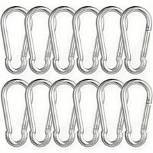12 Stainless Steel D-Ring Buckles, 6x60mm Galvanized Rust-Proof, Spring Hook/Key Ring Hook/Chain Buckle Rope Connector For Camping, Fishing, Hiking, Backpack Keychains - White - View 4