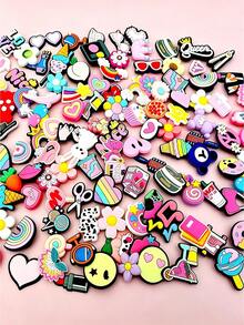 Random 10-200pcs Pink Series DIY Shoe Charms, Suitable For Keychains, Sandals, Beach Bags, PVC Material, Fit Clogs And Other Shoe Styles, High-Quality Popular Decorative Accessories, Perfect Gift For Christmas, Birthday, Party And Other Occasions - Cute Cartoon Random - View 4