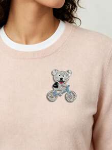 Cute Cartoon Riding Bear Brooch, Suitable For Blazers, Bags, Versatile Fun Niche Animal Accessory, Birthday Gift Holiday Gift Choice - Multicolor - View 6