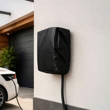 1pc Electric Vehicle Charging Station Cover - Black/Silver, Heavy Duty 300D Oxford Fabric, Drawstring Bottom Design, Suitable For Tesla Charger Base, EV Charger Plug, Flo EV Charger (Cover Only) - Multicolor - View 2