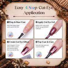 Beetles 6 Colors 9ML Mocha Sweater Cat Eye Gel Nail Polish Set, Brown-Toned Iridescent Magnetic Fall Gel Kit With Button Charms, Star Stickers & Magnet, Soak Off UV Nail Art For Home Manicure - 6 Colors 9ML Mocha Sweater Cat Eye - 查看 8