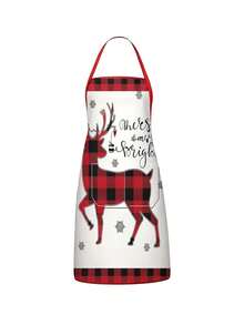 4pcs Christmas Buffalo Plaid Pattern Apron Set, Red Black Check Truck Reindeer Sleigh Print Kitchen Cooking Baking Aprons For Holiday Party Home Decoration - Multicolor - View 9