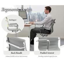 WAHSON OFFICE CHAIRS 4PCS PU Leather Office Chair Metal Frame Conference Chair For Meeting Room/Reception Area - 灰色四把 - 查看 5