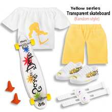 Mini Finger Skateboard Set With Skateboard Clothes And Shoes, Transparent Finger Skateboard, Creative New Mini Skateboard, Mini Finger Shoes And Pants, Random Skateboard Style - Multicolor - View 11