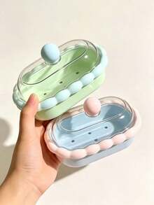 1pc Random Color Wavy Edge Soap Dish With Drainage Base, Compact And Lightweight, Suitable For Home Bathroom And Dorm, Durable And Easy To Clean, Macaron Color Palette Matches Various Interior Design Styles - A - View 4