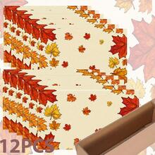 1pc/4pcs/6pcs/8pcs, Autumn, Fallen Leaves Pattern Suitable For Dining Table, Breakfast Mat, Coffee Bar, All-Season Decoration, Washable Table Mat, Room Decor, Kitchen Dining Table Mat, Indoor/Outdoor Party Decor, Home Decor, Ideal Gift - Multicolor - View 15