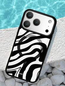1pc Zebra Stripe Pattern, Couple/Best Friend Style Magnetic Large Hole Phone Case, Anti-Drop TPU Material, Compatible With Apple 11 12 13 14 15 16 17 Pro/Pro Max/14 15 16 17 Plus Phone Protective Cover, Holiday Gift, Daily Commute, Daily Anti-Drop Highly Attractive Style - Multicolor - View 4