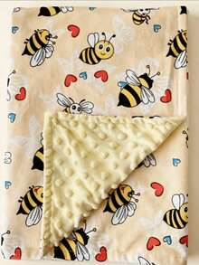 1pc Double Layer Baby Blanket, Bean Fleece Tactile Blanket, Stroller Blanket, Cute Animal Print, Bath Gift - Multicolor - View 14