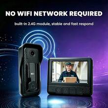 No WiFi 2.4G Wireless Video Doorbell With 4.3 Inch Display, Drill-Free Installation, Two-Way Intercom Kit, Auto-Save Visitor Photos, Night Vision, Suitable For Apartment Rental - View 3